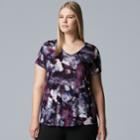Plus Size Simply Vera Vera Wang Print Scoopneck Tee, Women's, Size: 0x, Drk Purple