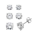 The Silver Lining Cubic Zirconia Silver Tone Stud Earring Set, Women's, White