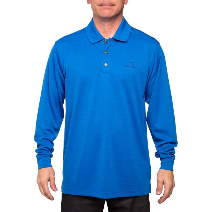 Men's Pebble Beach Classic-fit Heathered Easy-care Performance Golf Polo, Size: Xl, Dark Blue