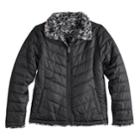 Girls 7-16 So&reg; Reversible Faux-fur & Quilted Midweight Jacket, Size: 7-8, Black