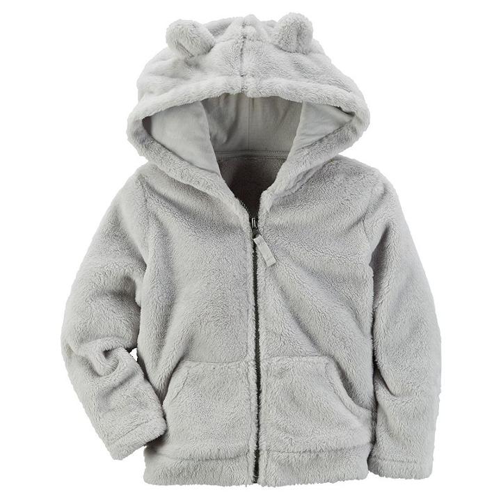 Girls 4-8 Carter's Velboa Hooded Jacket, Size: 6, Grey