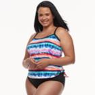 Plus Size Apt. 9&reg; Printed Faux-tankini One-piece Swimsuit, Women's, Size: 1xl, Sunset Stripe