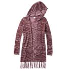 Girls 7-16 Mudd&reg; Space-dyed Fringe Hooded Cardigan, Girl's, Size: 12, Red