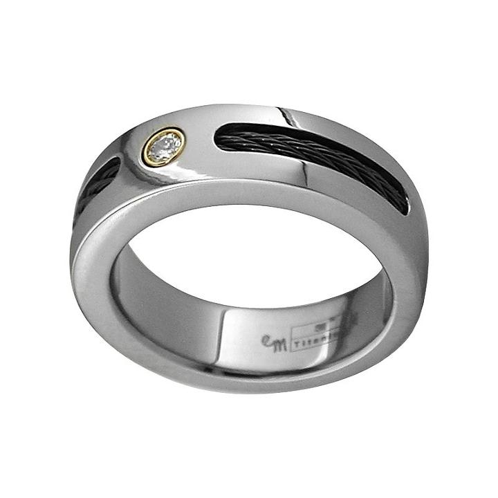 Sti By Spectore Titanium 1/10-ct. T.w. Diamond Cable Wedding Band - Men, Size: 9.50, White