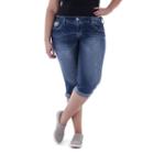 Juniors' Plus Size Amethyst Embellished Capri Jeans, Girl's, Size: 24 W, Dark Blue