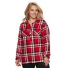 Plus Size Croft & Barrow&reg; Plaid Popover Top, Women's, Size: 3xl, Med Red