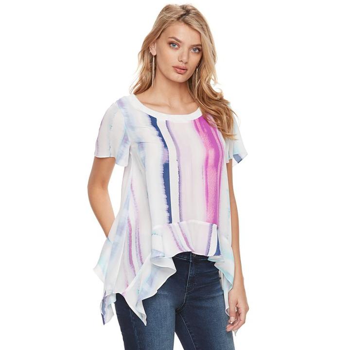 Women's Juicy Couture Shark-bite Chiffon Top, Size: Small, White