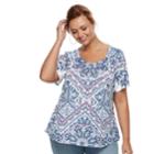 Plus Size World Unity Printed Top, Women's, Size: 1xl, Grey (charcoal)