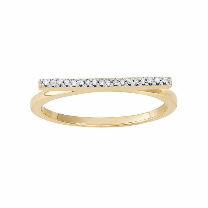 Diamond Accent 14k Gold-bonded Sterling Silver Bar Ring, Women's, Size: 6, Yellow