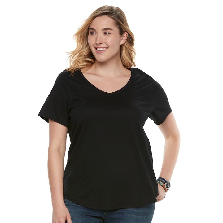 Plus Size Sonoma Goods For Life&trade; Essential V-neck Tee, Women's, Size: 4xl, Black