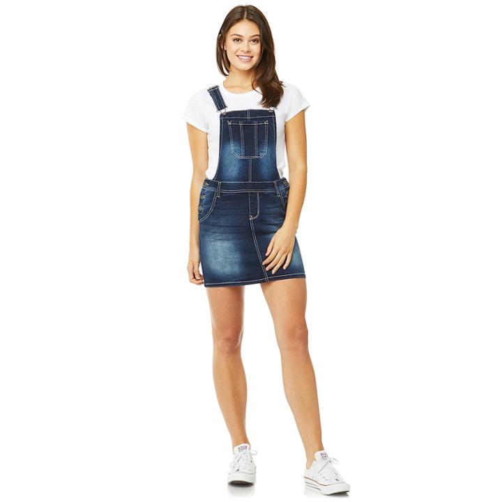 Juniors' Wallflower Denim Skirt Overalls, Teens, Size: Xl, Brt Yellow