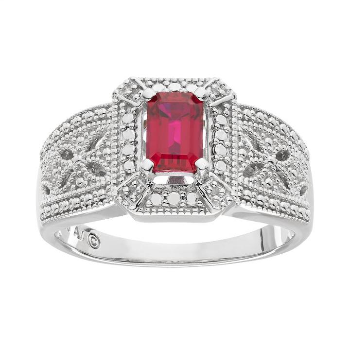 Lab-created Ruby & Diamond Accent Ring, Women's, Size: 6, Red