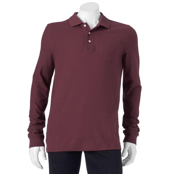 Men's Croft & Barrow&reg; Easy-care Pique Pocket Polo, Size: Xl, Dark Red