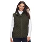 Plus Size Weathercast Faux-fur Lined Quilted Vest, Women's, Size: 2xl, Green
