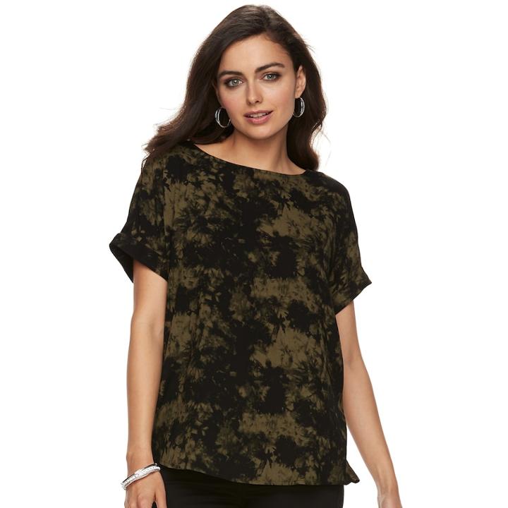 Women's Rock & Republic&reg; Crepe Strappy-back Top, Size: Xl, Dark Green