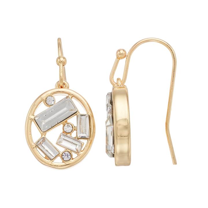 Lc Lauren Conrad Baguette Cluster Nickel Free Oval Drop Earrings, Women's, Gold