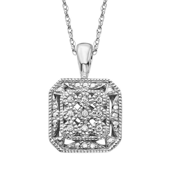 Simply Vera Vera Wang Sterling Silver Diamond Accent Openwork Octagon Pendant, Women's, White