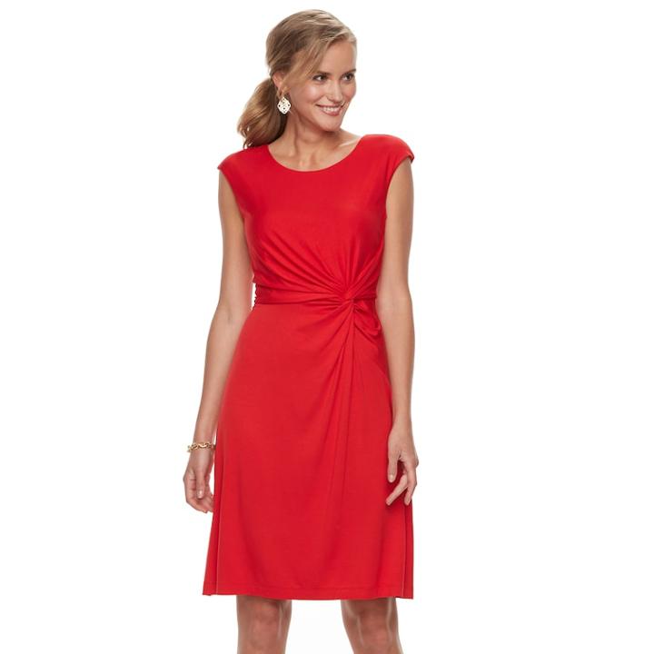 Women's Dana Buchman Twist Knot Fit & Flare Dress, Size: Large, Med Red