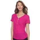 Women's Apt. 9&reg; Lace Accent Zipper Top, Size: Xs, Dark Pink