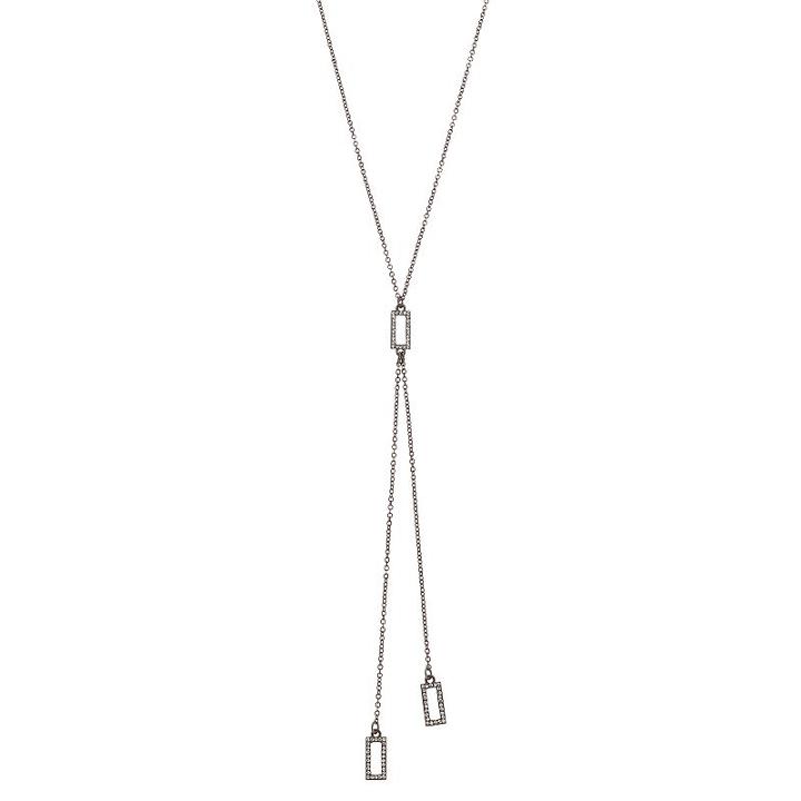 Pave Rectangle Bolo Y Necklace, Women's, Oxford