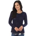 Women's Apt. 9&reg; Pointelle Sweater, Size: Xlrg Av/rg, Navy Branch Floral