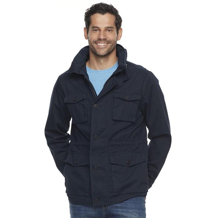 Men's Sonoma Goods For Life&trade; Hooded Field Jacket, Size: Xl, Blue (navy)