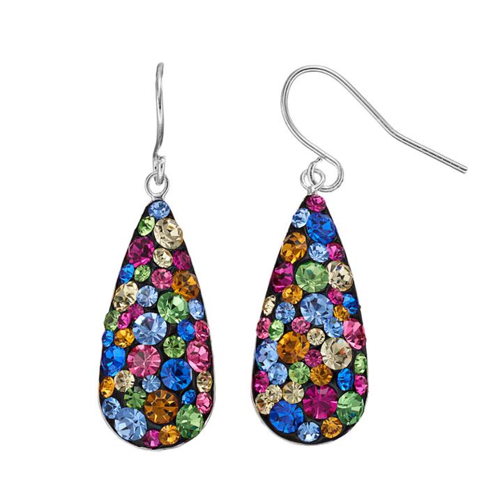 Confetti Crystal Teardrop Earrings, Multicolor