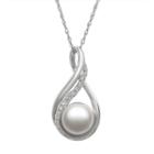 Sterling Silver Freshwater Cultured Pearl & Diamond Accent Teardrop Pendant, Women's, Size: 18, White