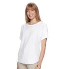 Women's Croft & Barrow&reg; Lace Up Short Sleeve Sweater, Size: Large, Natural