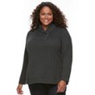 Plus Size Croft & Barrow&reg; Zip Shawl Collar Sweatshirt, Women's, Size: 2xl, Grey (charcoal)