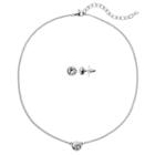 Napier Simulated Crystal Necklace & Stud Earring Set, Women's, Silver