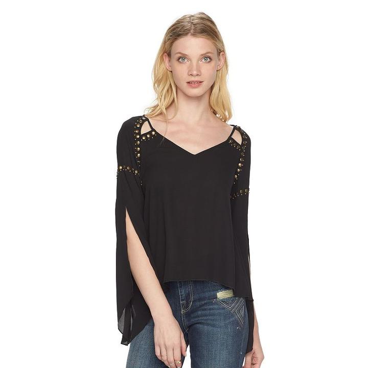 Women's Rock & Republic&reg; Beaded Cutout Top, Size: Small, Black