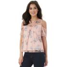 Juniors' Iz Byer California Floral Cold Shoulder Top, Teens, Size: Large, Ovrfl Oth