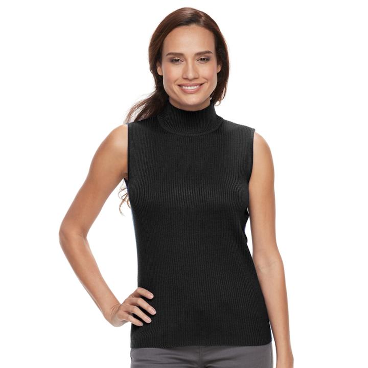 Petite Dana Buchman Sleeveless Turtleneck Top, Women's, Size: Xl Petite, Black