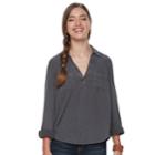 Juniors' Mudd&reg; Solid Popover Tunic, Teens, Size: Large, Dark Grey
