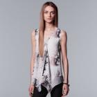 Women's Simply Vera Vera Wang Floral Draped Tank, Size: Medium, White