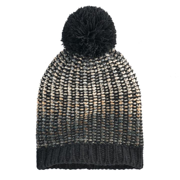Madden Nyc Women's Lined Spectrum Knit Pom Pom Beanie, Beige Oth