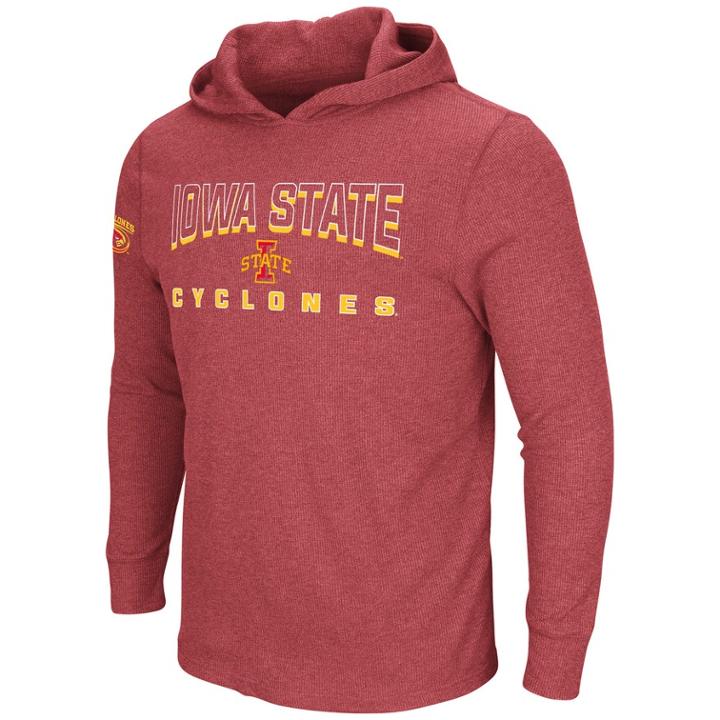 Men's Iowa State Cyclones Thermal Hooded Tee, Size: Small, Dark Red