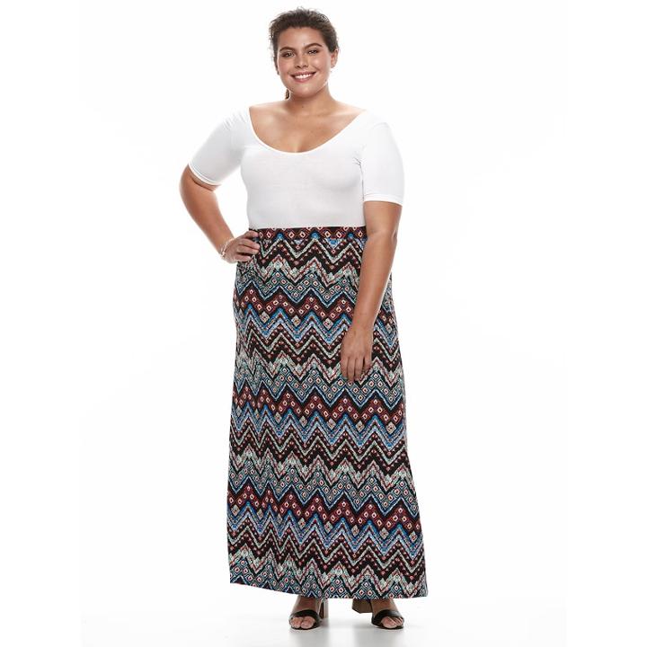 Plus Size French Laundry Chevron Maxi Skirt, Women's, Size: 3xl, Orange