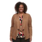 Plus Size Dana Buchman Open Front Faux-suede Jacket, Women's, Size: 1xl, Med Brown