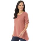 Women's Apt. 9&reg; Lattice Sleeve Tee, Size: Small, Red/coppr (rust/coppr)