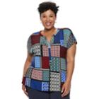 Plus Size Dana Buchman Geometric Placket Top, Women's, Size: 2xl, Red