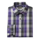 Men's Apt. 9&reg; Slim-fit Premier Flex Collar Plaid Stretch Dress Shirt, Size: 14.5-32/33, Purple