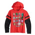 Boys 8-20 Minecraft Mock-layered Hooded Tee, Size: Large, Brt Red