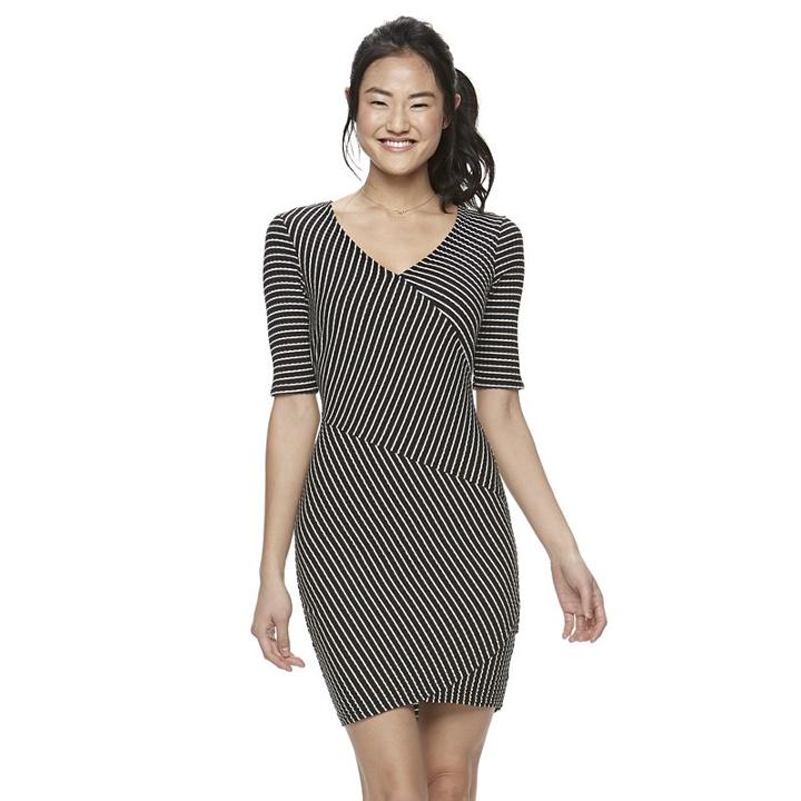Juniors' Candie's&reg; Striped Bodycon Dress, Girl's, Size: Xl, Light Grey