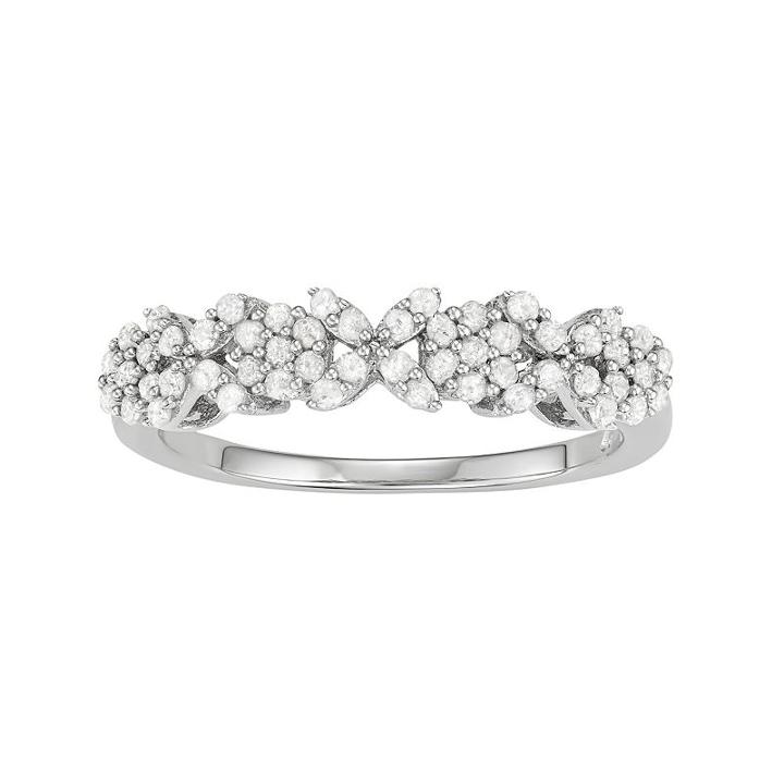 Sterling Silver 1/2 Carat T.w. Diamond Floral Ring, Women's, Size: 8, White