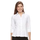 Petite Dana Buchman Pleated Peplum Shirt, Women's, Size: S Petite, White