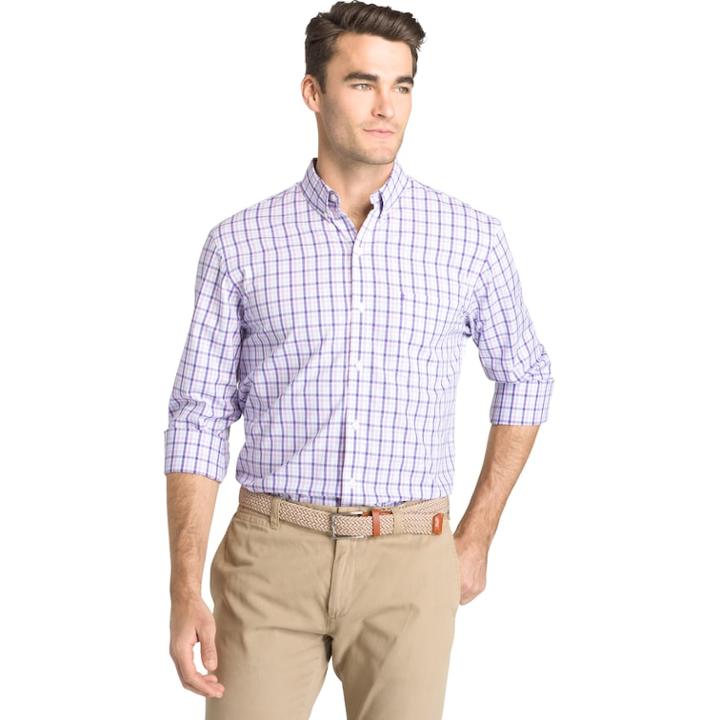 Men's Izod Essential Classic-fit Premium Stretch Button-down Shirt, Size: Xl, Brt Purple