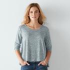 Women's Sonoma Goods For Life&trade; Lace-up Striped Top, Size: Medium, Dark Grey
