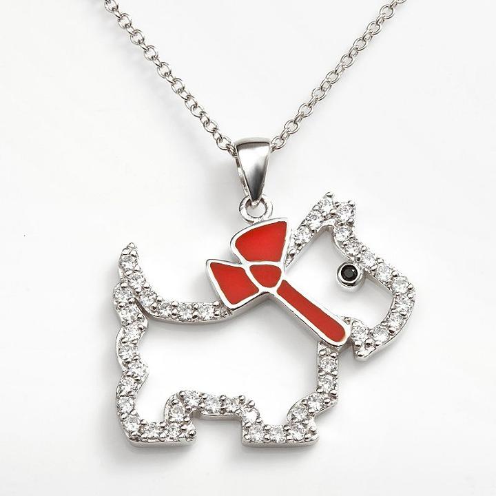 Sophie Miller Sterling Silver Black And White Cubic Zirconia Scottie Dog Pendant, Women's, Size: 18